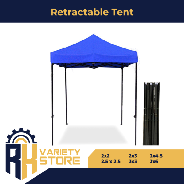 Retractable Tent Complete Set with Black Post - Waterproof 2x2m 2.5x2.5m 2x3m 3x3m 3x4.5m 3x6m