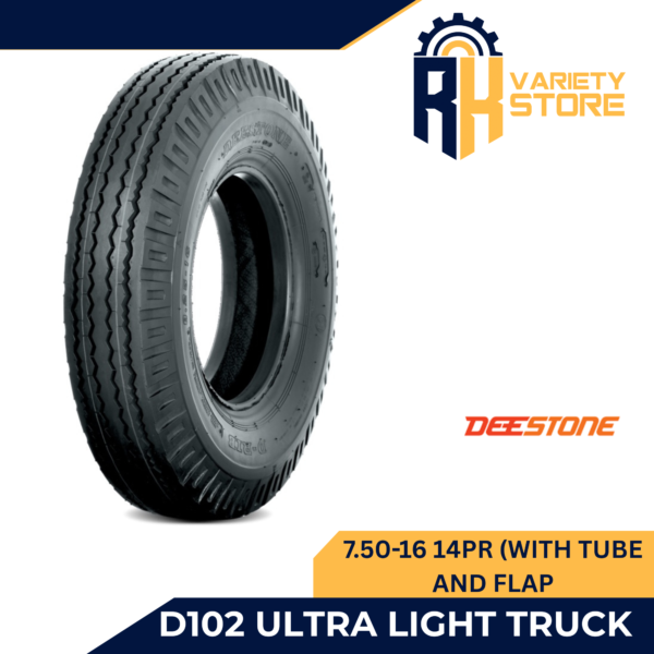 YEAR 2025 DEESTONE 7.50-16 14PR D102 RIB TYPE SET WITH TUBE AND FLAP 7.50-16