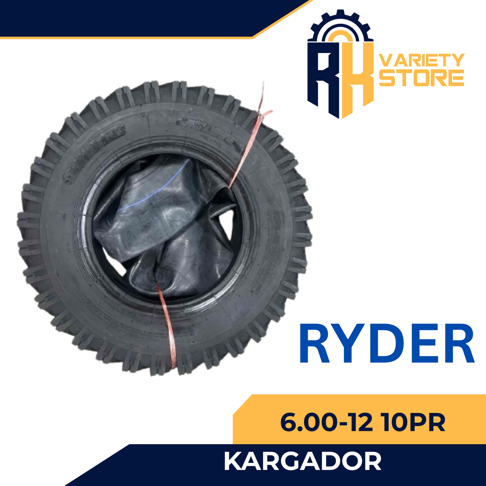 YEAR 2025 INDIA SPEC RYDER BRAND 6.00-12 10PR KARGADOR TIRES (WITH TUBE) 600-12 MADE IN CHINA