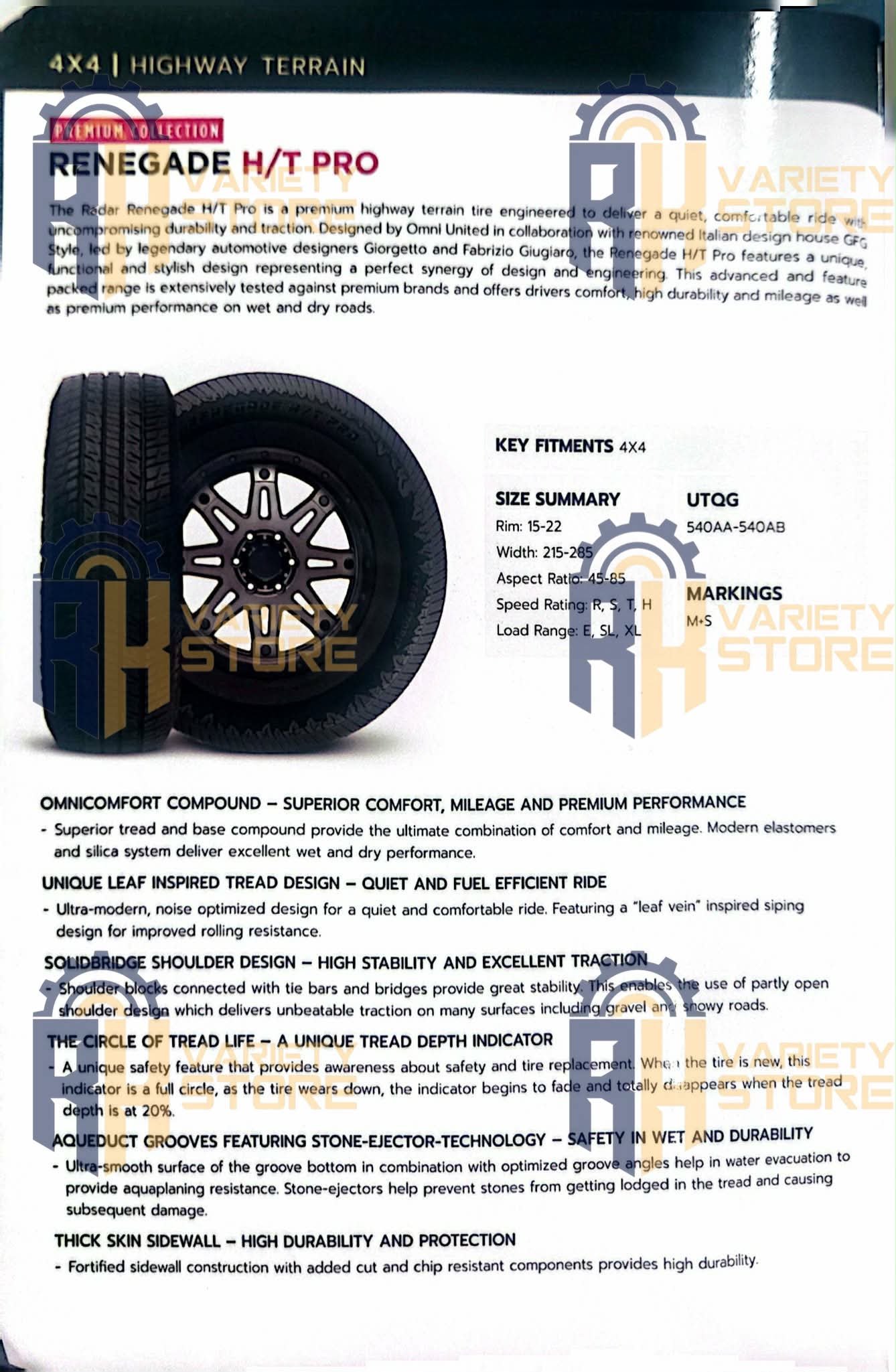 RADAR THAILAND 255/55R20 110H XL RENEGADE H/T PRO EV-C HIGHWAY TERRAIN TIRES - Image 3