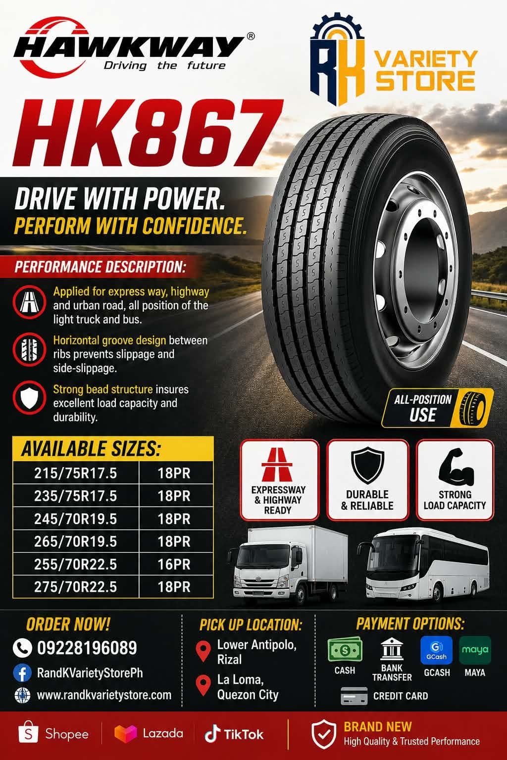 HAWKWAY 245/70R19.5 18PR 135/133M HK867 HEAVY DUTY TIRES MADE IN CHINA - Image 2