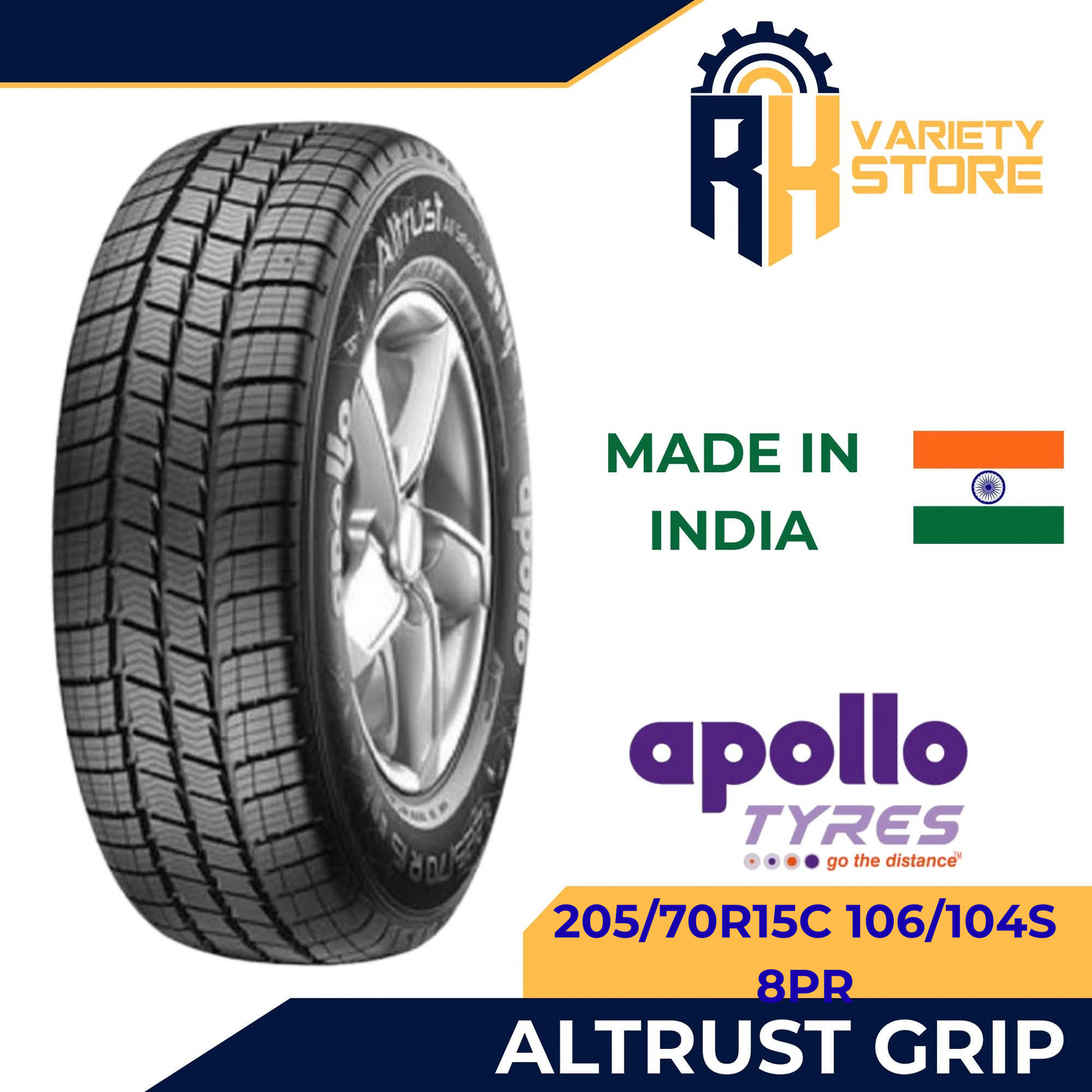 APOLLO 205/70R15C 106/104S 8PR COMMERCIAL TIRE ALTRUST GRIP INDIA