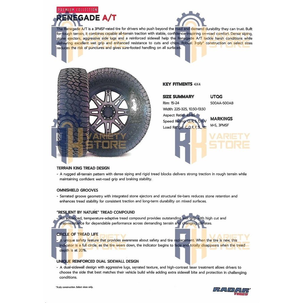 RADAR THAILAND 265/70R18 116T RENEGADE A/T ALL TERRAIN TIRES - Image 2